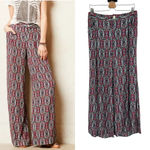 Anthropologie Elevenses South Shore Pants Geometric Wide Leg Pink Teal Size 8 Photo 1