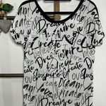Joseph Ribkoff Short Sleeve Black White Sequin Graffiti Print Tee Size 4 Photo 0