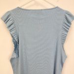 J.Crew  Vintage Rib Ruffle Boatneck Tank Top Striped Blue Nautical Preppy 2X NWT Photo 6
