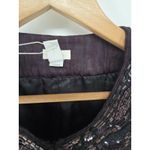 Chico's Beaded Embellished Collar Jacket Black Textured Dark Purple Women Size 3 Photo 2