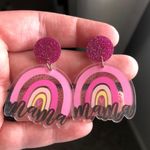 Mama Pink Acrylic Rainbow Dangle Earrings Photo 0