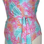 Members Mark New One Piece Swimsuit Wrap Top Tie Waist Aqua Women’s Size XL Photo 9