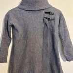 Ellen Tracy  Extra Fine Merino Wool Sweater Womens Sz Small Cowl Neck Buckle Gray Photo 0