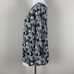 TM Style Top Womens Medium Black White Printed 3/4 Sleeve Layered Mesh Artsy M Photo 6