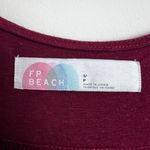Free People  FP Beach burgundy Mini Dress Linen blend V neck oversized S Photo 2