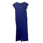Tahari Jumpsuit Womens Medium Blue Flutter Sleeve Wide Leg Stretch Old Money Photo 1
