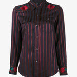 Adam Selman Cowgirl Striped Embroidered Button Down Sz8 Photo 0