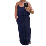 Sweet Lovely  By Jen Navy Maxi Dress Size Medium Photo 10