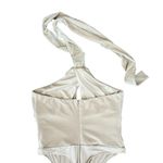 Bardot  Women’s Inara Ivory White Velour Rosette Halter Bodysuit Size Medium Photo 6