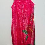 Farm Rio NWT  Pink Tropical Leafs Anthurium Floral Sequined Maxi Slip Dress L Photo 2
