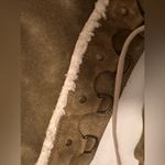 Strenesse Blue suede tall boots lace up wedge rubber sole whitish faux fur 9 Photo 4