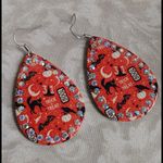 Halloween Scene Teardrop Metal Earrings Orange Photo 0