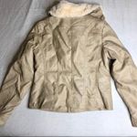 Fur Lined Tan Leather Jacket Brown Photo 4