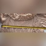 AGLAIA MIA off shoulder Silk midi dress lined long sleeve ruffle oversized Tan Photo 6