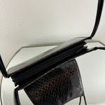 Vintage 90s Black Dark Brown Shiny Faux Leather Croc Embossed Shoulder Bag Photo 11