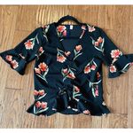 Blue Rain  black floral peplum cropped blouse xs Photo 6