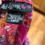 Self Esteem Vintage Y2K Sheer Floral Blouse Lace Trim Magenta L  Photo 6