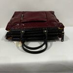 Samantha Brown Burgundy Brown Glazed Croc Embossed Travel Tote Bag Carry Photo 5