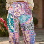 Blue Velvet Patchwork Pants Photo 0