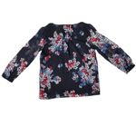 Tommy Hilfiger Floral Blouse Pleated Long Sleeve Top Navy Blue Red Size XS Photo 2