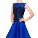 Tadashi Shoji dress pintuck neoprene lace black blue fit and flare sleeveless Photo 5