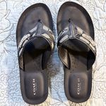 Coach  Jodee Signature C Thong Sandals Black Canvas Leather Women’s 8.5 🧡 Photo 2
