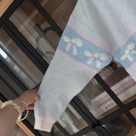 Vintage 80s Pastel Bow Sweater knit crewneck Pullover DELIVERYLtd grandmillenial Blue Size XL Photo 3