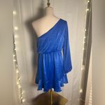 Peach Love California  Blue One Shoulder Wrap Dress Photo 1