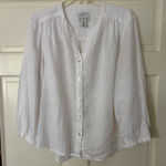 Rachel Zoe  White Linen Button Up Long Sleeve Blouse Shirt Top Women's M Photo 0