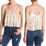 Madison & Berkeley Ruffle Velvet Top Skinny Straps Photo 1