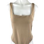 Aritzia Babaton Brown Tan Sleeveless Square Neck One Piece Bodysuit Tank Top XL Photo 0