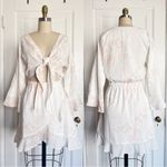 Sabo Skirt SABO • front cutout mini dress summer tie bust cream floral ruffle wrap Photo 10