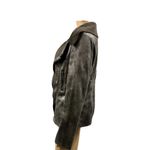 Monoreno  Faux Leather Fur Lined Moto Jacket Brown Gray Coat Womens Medium Photo 4