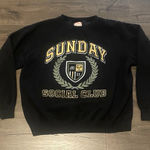 Sundry Show Me Your Mumu ‘Sunday Social Club’ Black Oversize Sweatshirt, Size Medium Photo 0