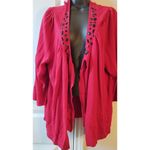 Lane Bryant NWT Women’s Red Tunic Cardigan jacket Embellished Neck size 26/28 Photo 1