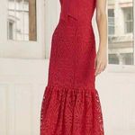 Monique Lhuillier Lace Fit & Flare Midi Dress Raspberry Red Size 2 Photo 2