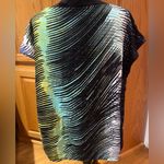 Loft Ann Taylor   Multi-Color Abstract Stripe Print Cap Sleeve Blouse Size XL‎ Photo 4