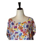 Cynthia Rowley  Shirt Women 2X White Floral High Low Hem Button Back‎ Top Boho Photo 4