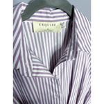 Anthropologie Exquise The Tobie Pleated Blouse Short-Sleeve Purple Stripe Medium Photo 6