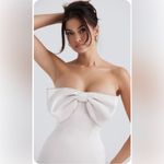 House Of CB NWT  Ariella Cream Satin Crystal Embellished Bow Dress Size M $269‎ Photo 1