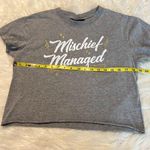 Harry Potter  Mischief Managed Cropped T Shirt Juniors XL Gray Raw Hem Photo 5