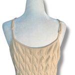 Minnie Rose  Cashmere Knit Cami Tank Top Medium Beige Ivory Cable Knit Knitwear Photo 5