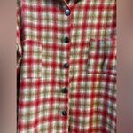 Boutique Flannel Shacket Shirt Jacket Red Tan Cream Plaid Tartan 2X Plus Size Unlined New Photo 2
