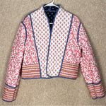 Reversible quilted women's jacket large jacket blue black pink white floral Photo 1