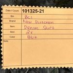 Artwork Denim Button Up Shirt Blue 2X Photo 12