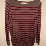 Loft  Boatneck Tunic Sweater Brown PInk Stripes Photo 1