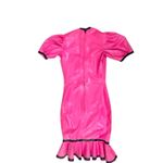 Westward Bound NWT Hot Pink Vinyl Bow Trim Dress Retro Mod PVC Size Sz S Photo 4