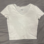 Wild Fable White  Cropped V-Neck Photo 0