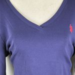 U.S. Polo Assn. Dark Purple V Neck Long Sleeve Shirt Women’s Size XL Preppy Photo 2