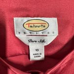 Talbots Top Women 10 Cranberry Red 100% Silk Faux Pearl Button Old Money Career Photo 6